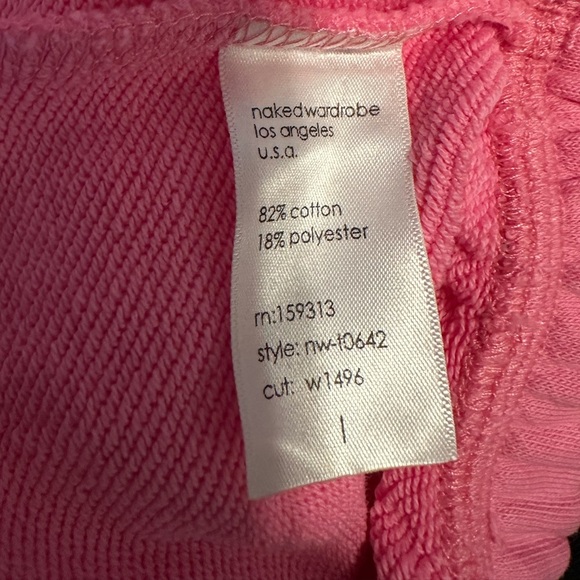 Naked wardrobe Pink Stay Chilling Crop Sweatshirt hoodie size Large - Picture 5 of 5